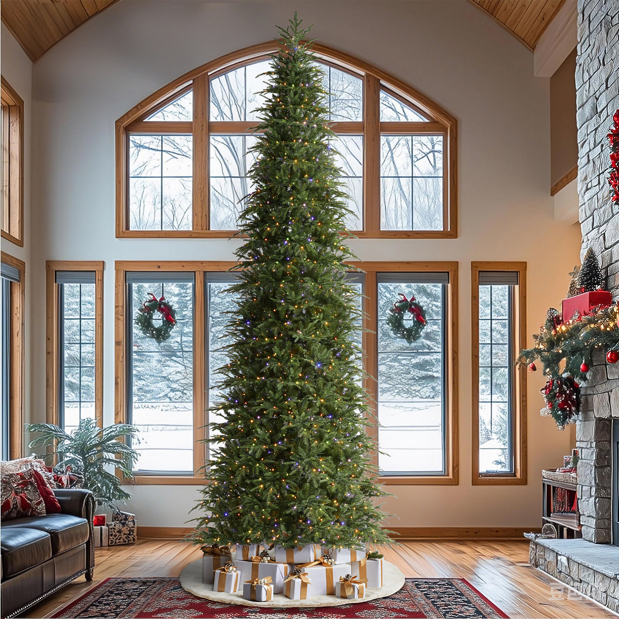 The Holiday Aisle® Radiant Evergreen Fir-15Ft Pre-Lit Green Slim